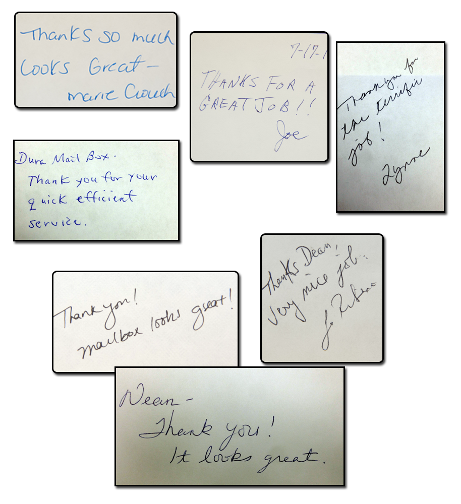 Happy Customers Hand Written Testimonials